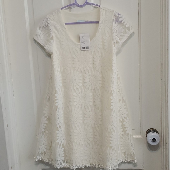 URBAN OUTFITTERS XS SUNFLOWER WHITE LACE DRESS - Picture 1 of 4